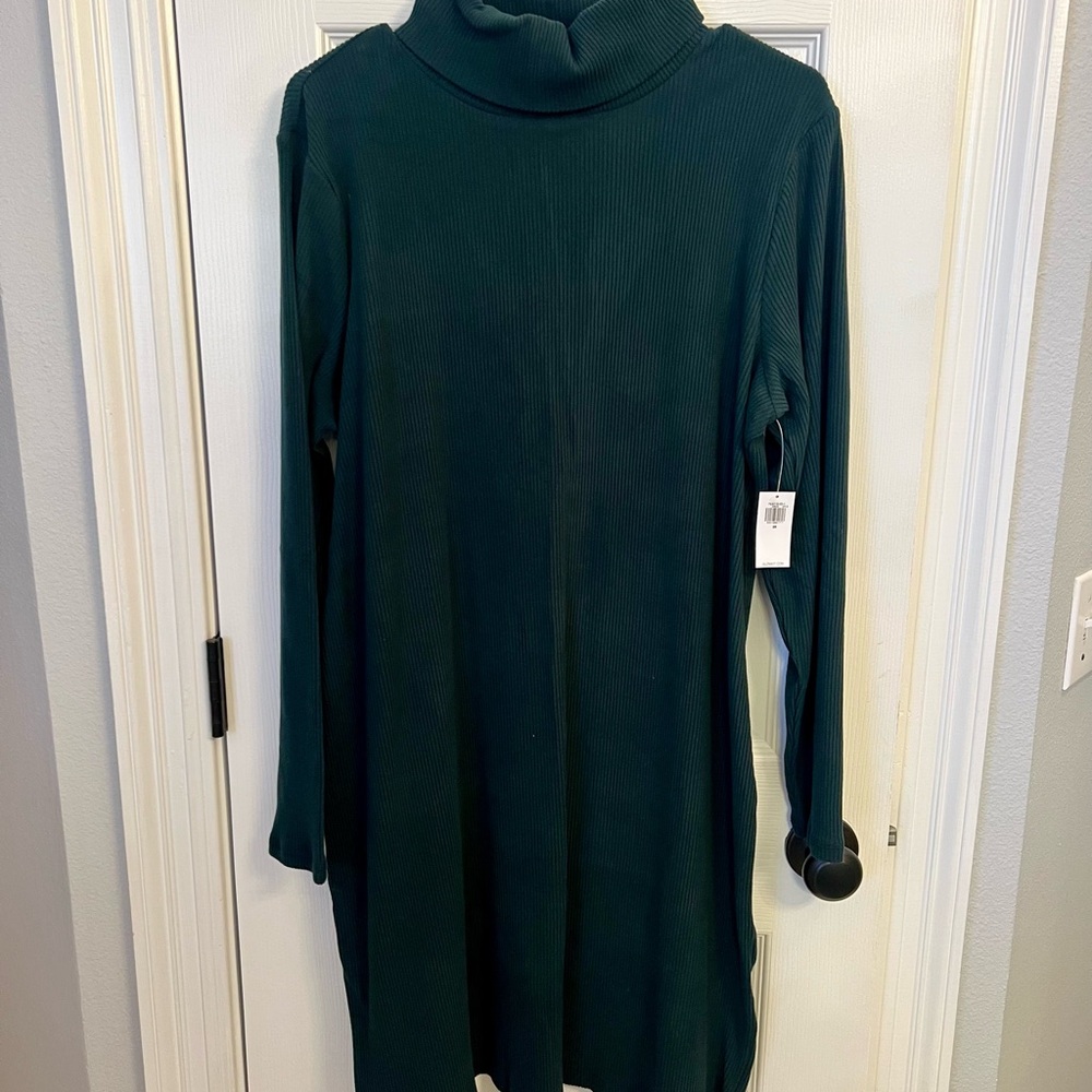 Elegant Green Turtleneck Dress